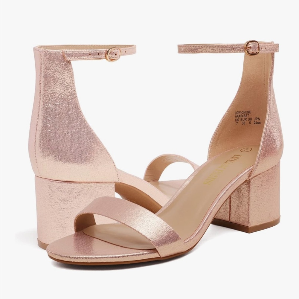Rose Gold Block Heel Sandals